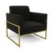 Sofá Namoradeira com Poltrona Base Industrial Alta Dourado Marisa Suede Preto D03 - D'Rossi
