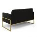 Sofá Namoradeira com Poltrona Base Industrial Alta Dourado Marisa Suede Preto D03 - D'Rossi