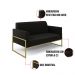 Sofá Namoradeira com Poltrona Base Industrial Alta Dourado Marisa Suede Preto D03 - D'Rossi