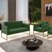 Sofá Namoradeira com Poltrona Base Industrial Alta Dourado Marisa Suede Verde D03 - D'Rossi