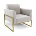 Sofá Namoradeira com Poltrona Base Industrial Alta Dourado Marisa Veludo Cinza D03 - D'Rossi