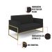 Sofá Namoradeira com Poltrona Base Industrial Alta Dourado Marisa Veludo Preto D03 - D'Rossi