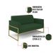 Sofá Namoradeira com Poltrona Base Industrial Alta Dourado Marisa Veludo Verde D03 - D'Rossi