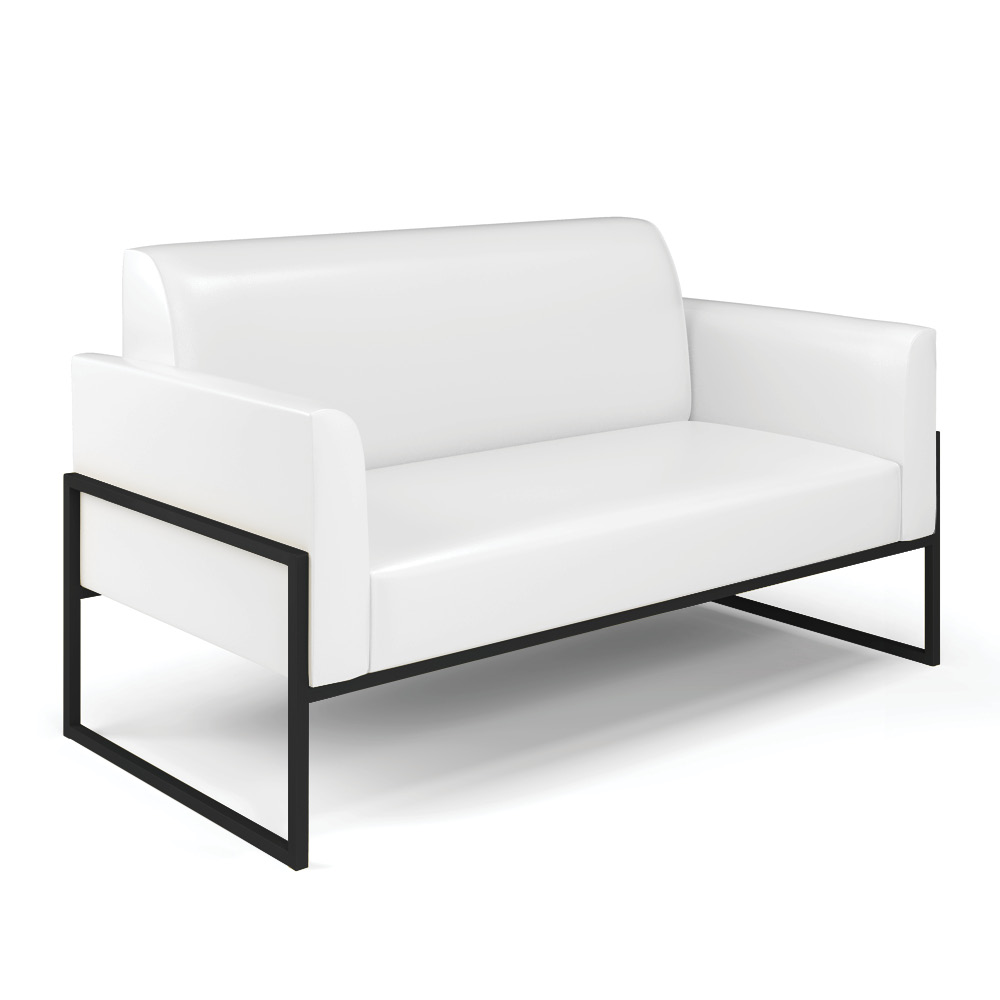 Sofá Namoradeira com Poltrona Base Industrial Alta Preto Marisa Corano Branco D03 - D'Rossi
