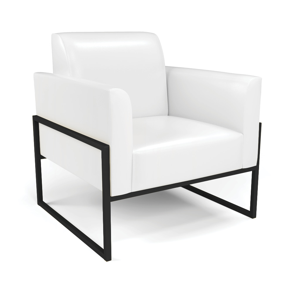 Sofá Namoradeira com Poltrona Base Industrial Alta Preto Marisa Corano Branco D03 - D'Rossi