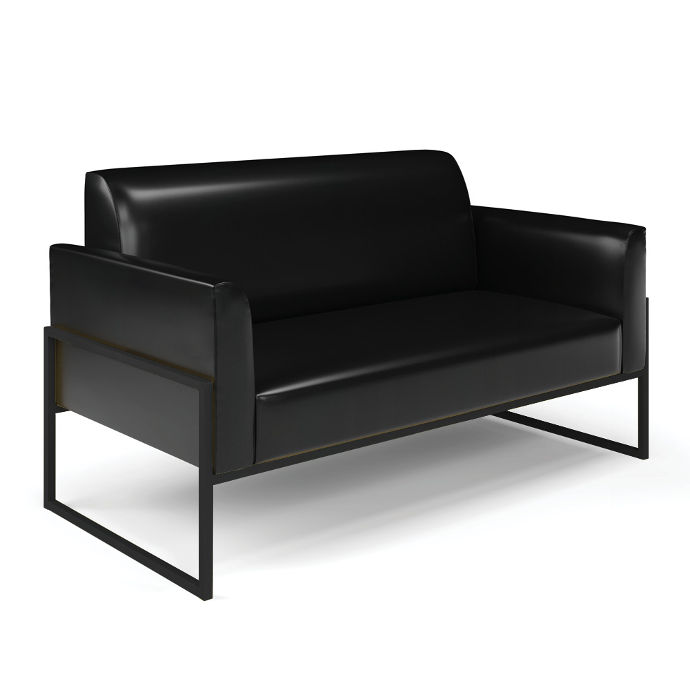Sofá Namoradeira com Poltrona Base Industrial Alta Preto Marisa Corano Preto D03 - D'Rossi