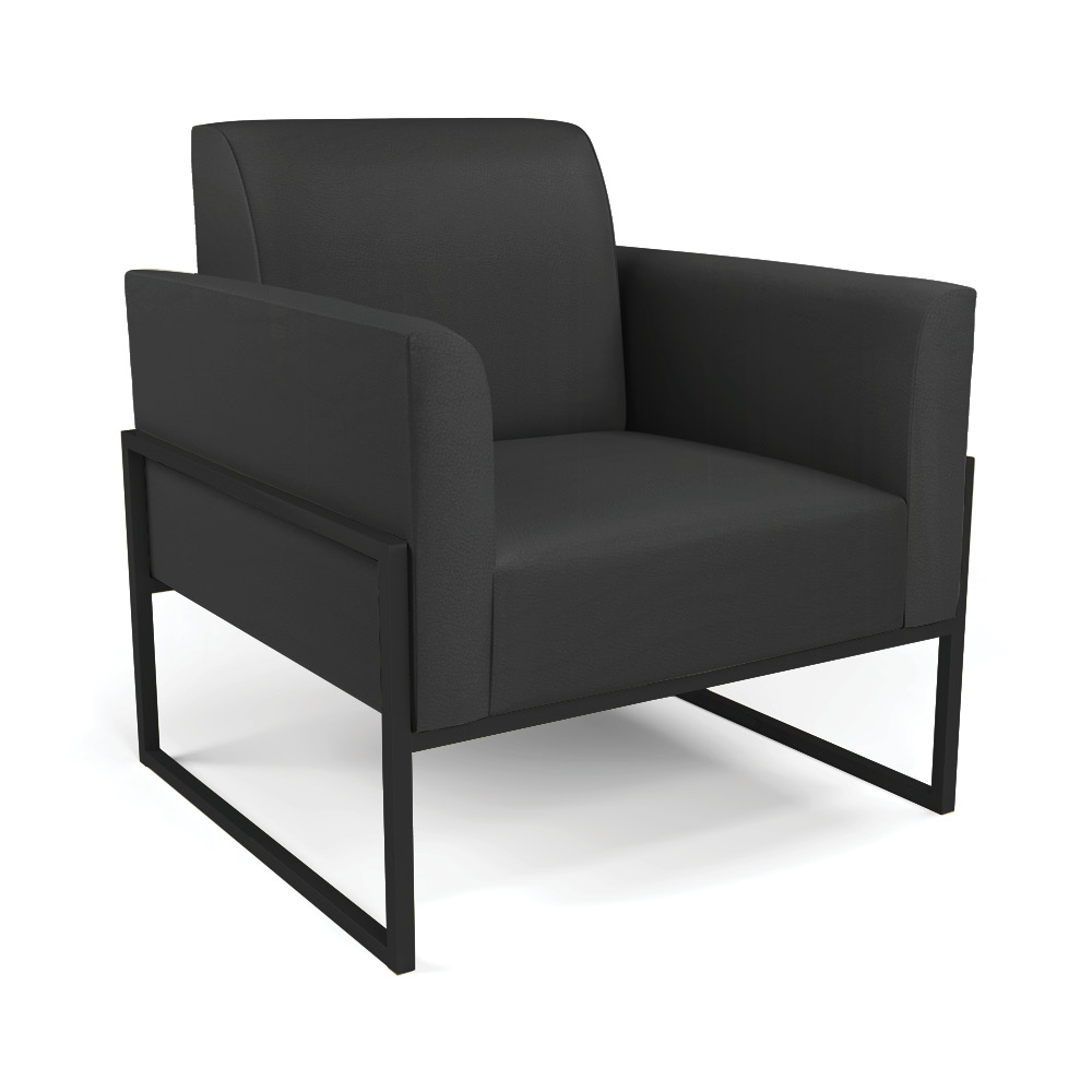 Sofá Namoradeira com Poltrona Base Industrial Alta Preto Marisa Corino Preto D03 - D'Rossi
