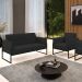 Sofá Namoradeira com Poltrona Base Industrial Alta Preto Marisa Veludo Preto D03 - D'Rossi