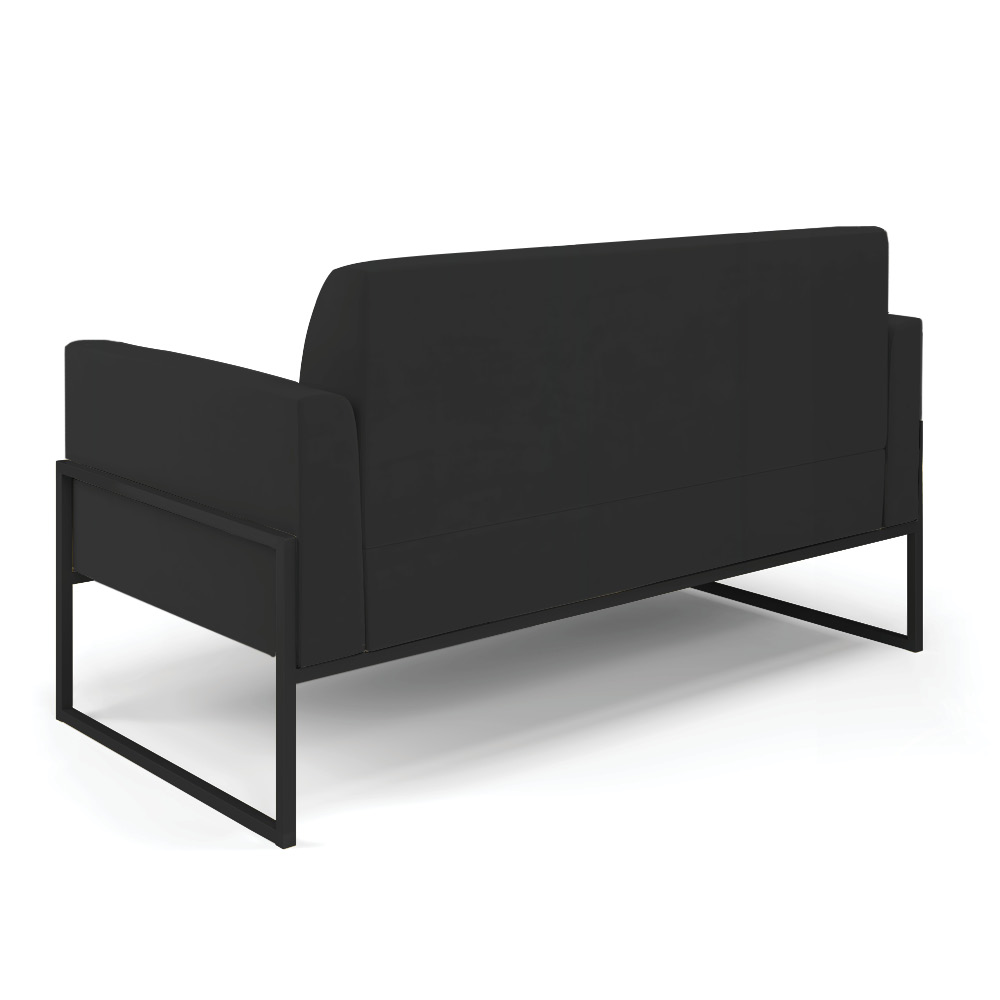 Sofá Namoradeira com Poltrona Base Industrial Alta Preto Marisa Veludo Preto D03 - D'Rossi