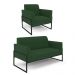 Sofá Namoradeira com Poltrona Base Industrial Alta Preto Marisa Veludo Verde D03 - D'Rossi