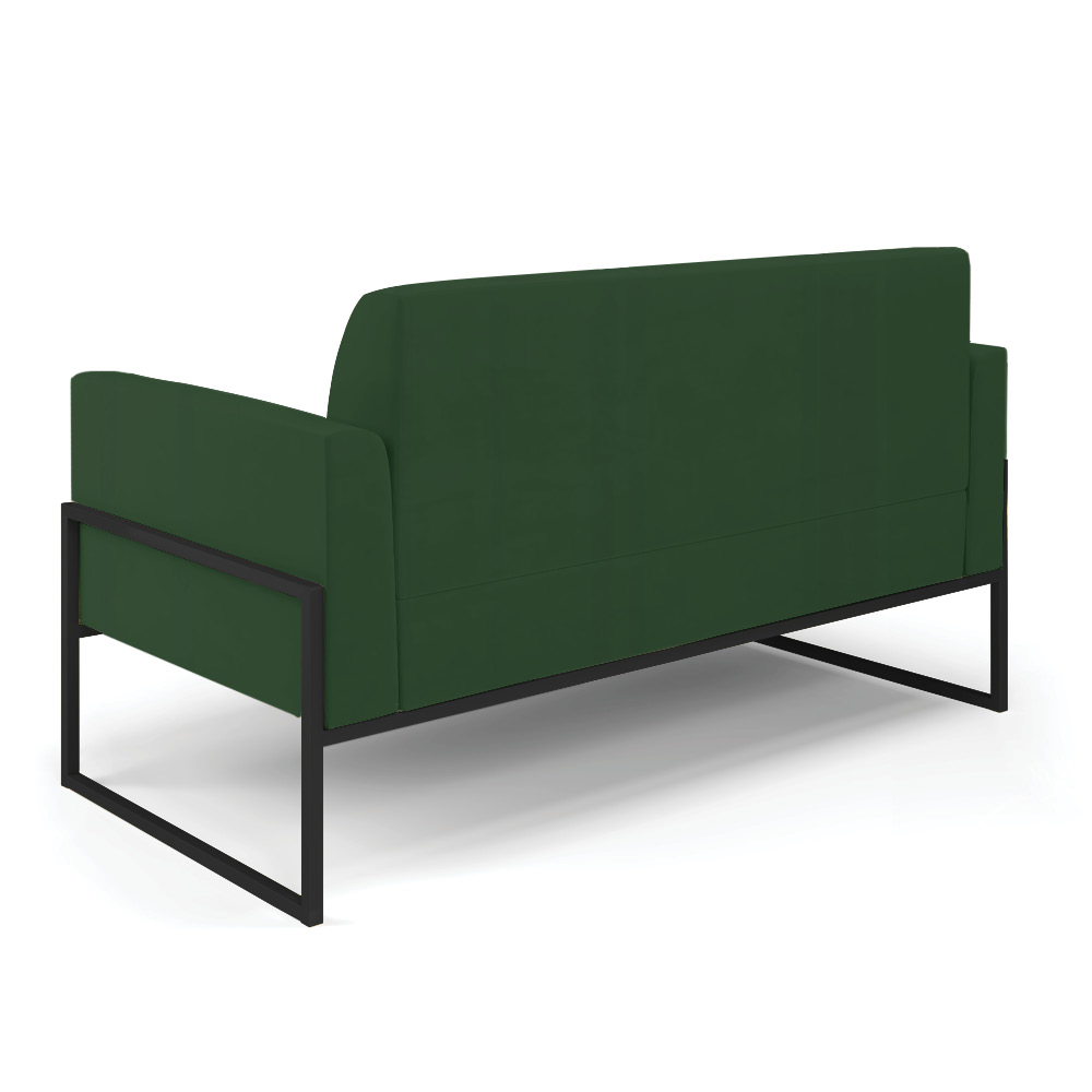 Sofá Namoradeira com Poltrona Base Industrial Alta Preto Marisa Veludo Verde D03 - D'Rossi