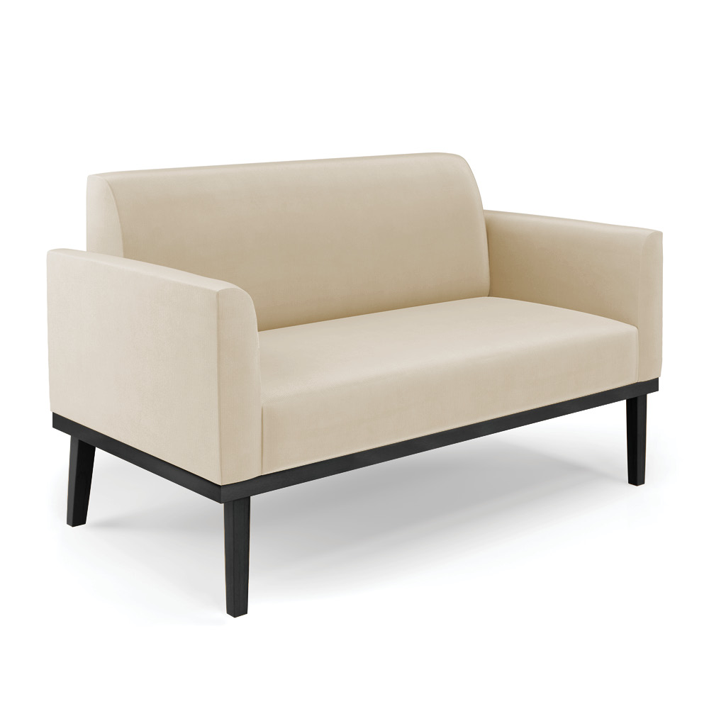 Sofá Namoradeira com Poltrona Base de Madeira Fixa Preto Marisa Suede Bege  D03 - D'Rossi