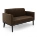 Sofá Namoradeira com Poltrona Base de Madeira Fixa Preto Marisa Suede Marrom  D03 - D'Rossi