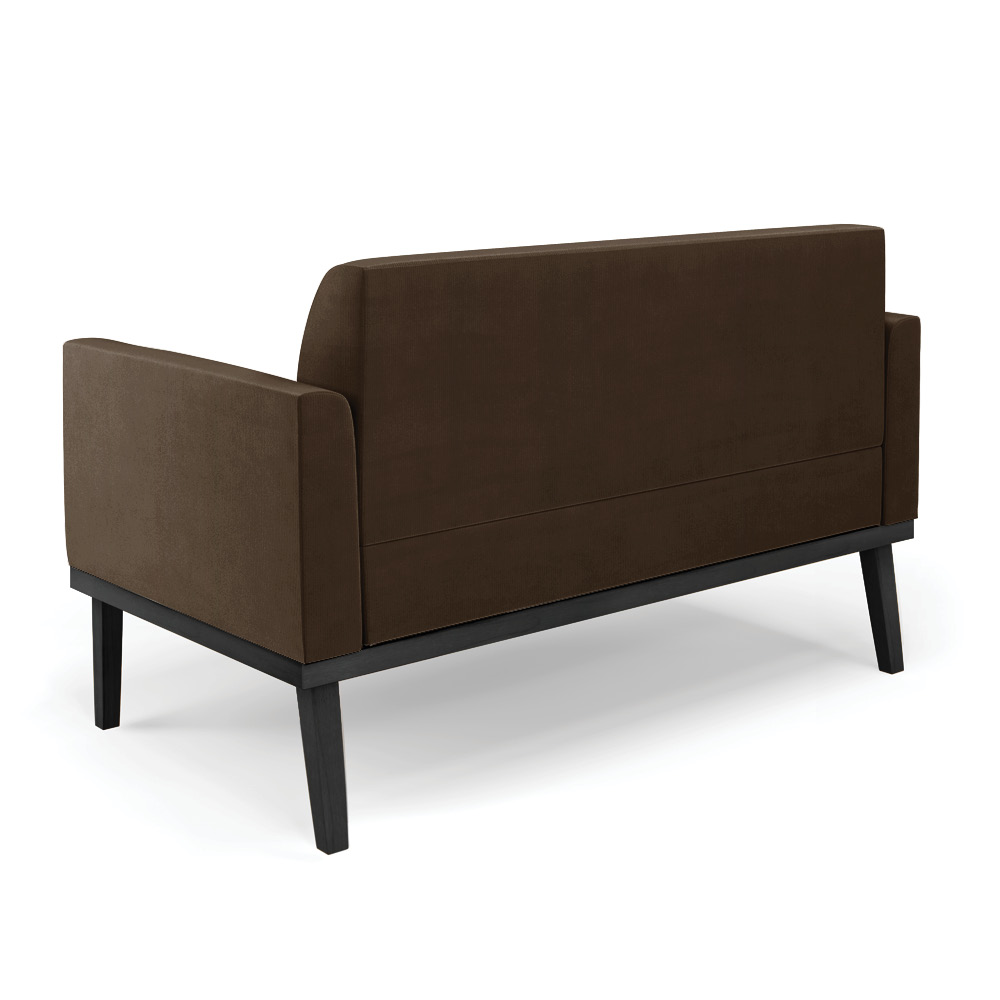 Sofá Namoradeira com Poltrona Base de Madeira Fixa Preto Marisa Suede Marrom  D03 - D'Rossi