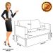Sofá Namoradeira com Poltrona Base de Madeira Fixa Preto Marisa Suede Marrom  D03 - D'Rossi