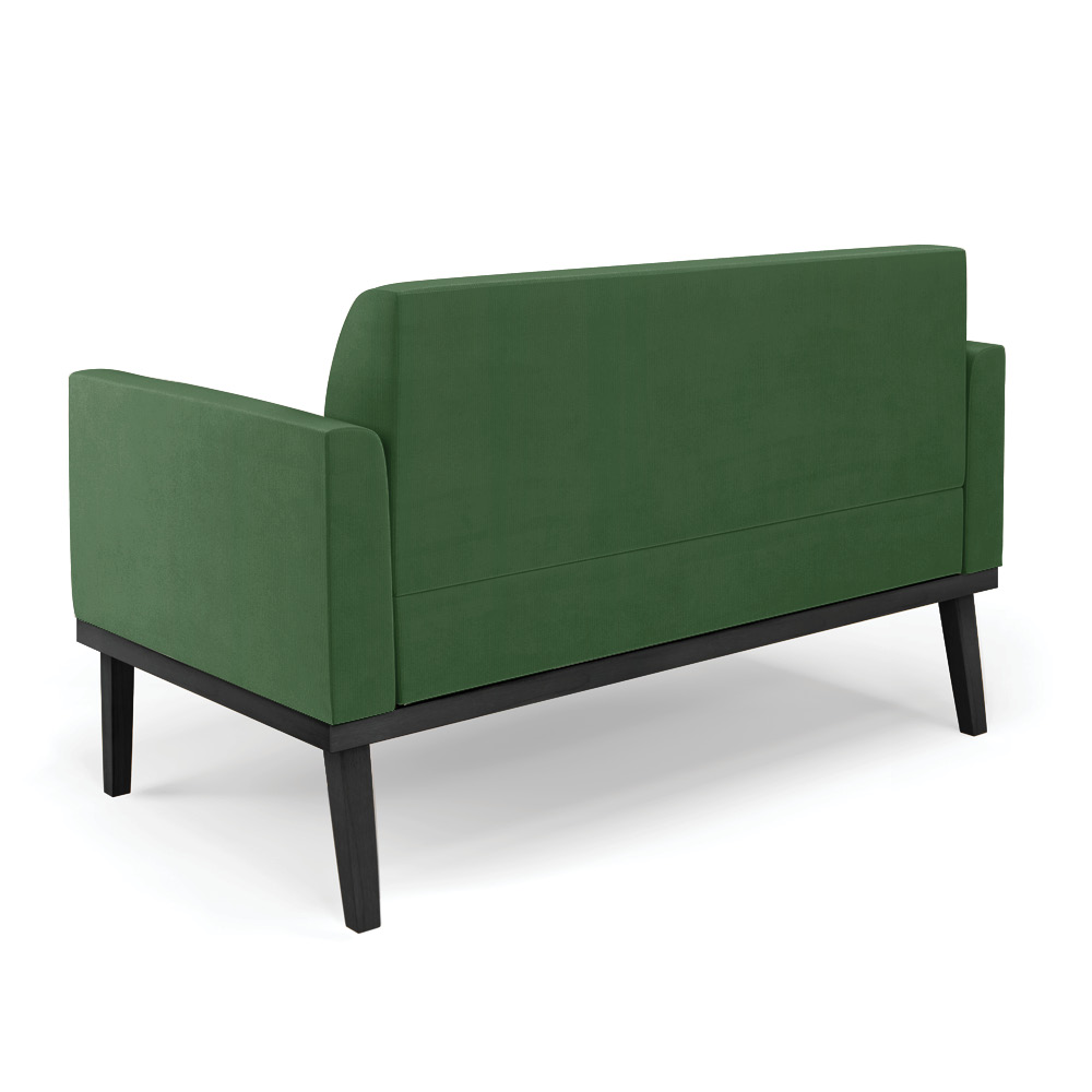 Sofá Namoradeira com Poltrona Base de Madeira Fixa Preto Marisa Suede Verde  D03 - D'Rossi