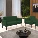 Sofá Namoradeira com Poltrona Base de Madeira Fixa Preto Marisa Veludo Verde D03 - D'Rossi