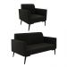 Sofá Namoradeira com Poltrona Pés Villach Marisa Suede Preto D03 - D'Rossi