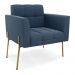 Sofá Namoradeira e 2 Poltronas Pé de Ferro Dourado Elisa Suede Azul Marinho D03 - D'Rossi