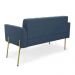 Sofá Namoradeira e 2 Poltronas Pé de Ferro Dourado Elisa Suede Azul Marinho D03 - D'Rossi