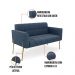 Sofá Namoradeira e 2 Poltronas Pé de Ferro Dourado Elisa Suede Azul Marinho D03 - D'Rossi