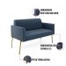 Sofá Namoradeira e 2 Poltronas Pé de Ferro Dourado Marisa Suede Azul Marinho D03 - D'Rossi