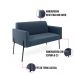 Sofá Namoradeira e 2 Poltronas Pé de Ferro Preto Marisa Suede Azul Marinho D03 - D'Rossi