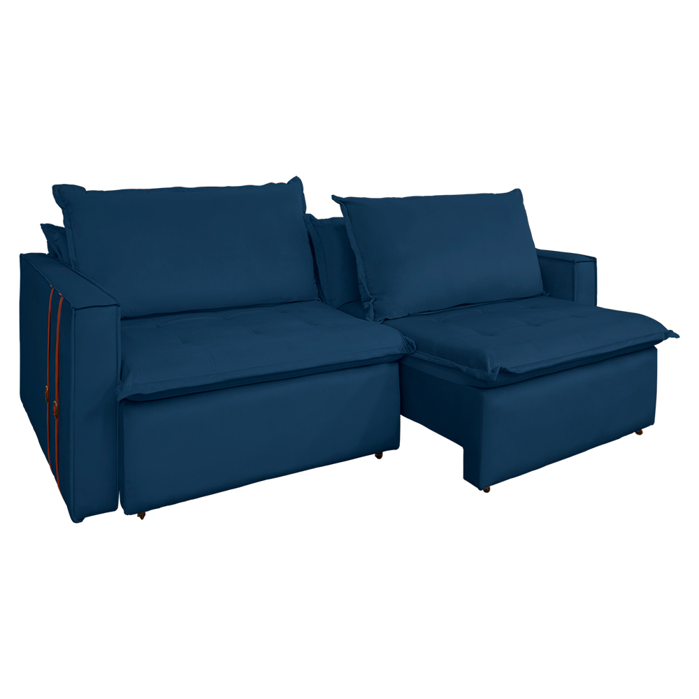 Sofá Retrátil Reclinável 2 lugares 180 cm México Veludo Azul Marinho K01 - D'Rossi