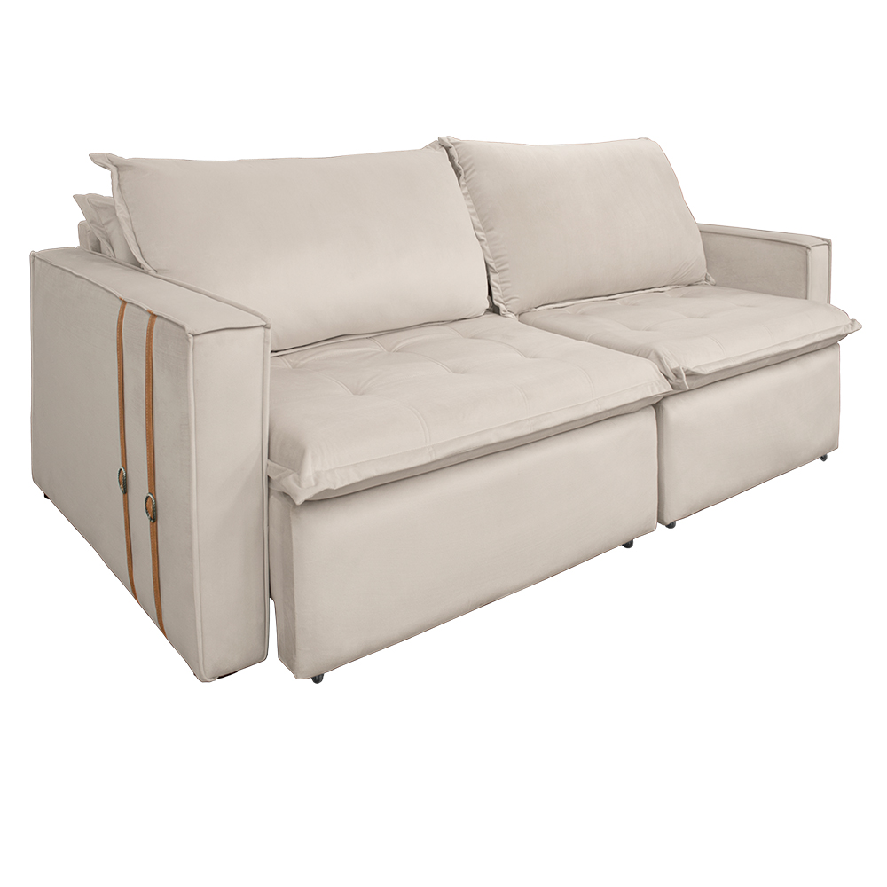 Sofá Retrátil Reclinável 2 lugares 180 cm México Veludo Off White K01 - D'Rossi