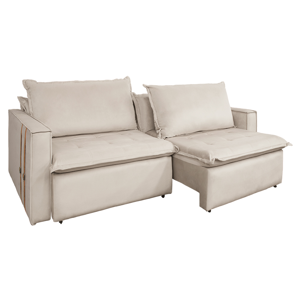 Sofá Retrátil Reclinável 2 lugares 180 cm México Veludo Off White K01 - D'Rossi