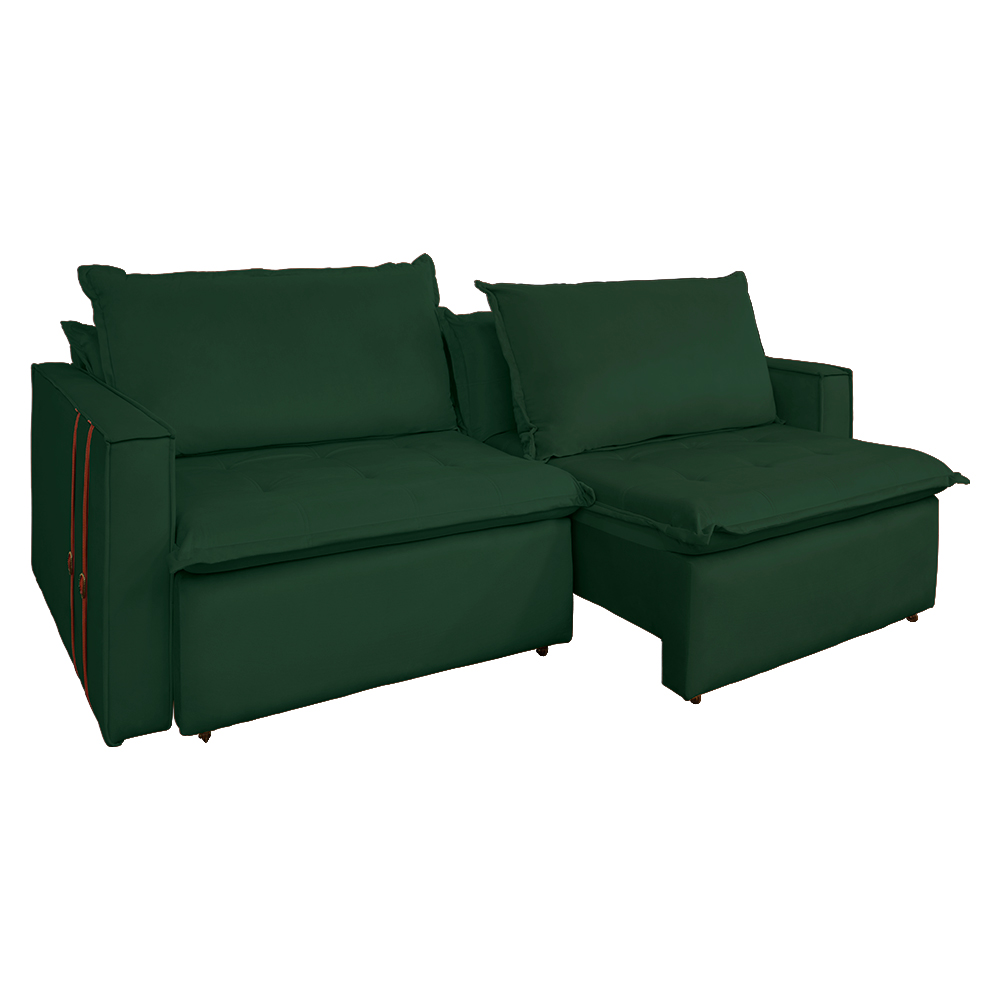 Sofá Retrátil Reclinável 4 Lugares 270 cm México Veludo Verde K01 - D'Rossi