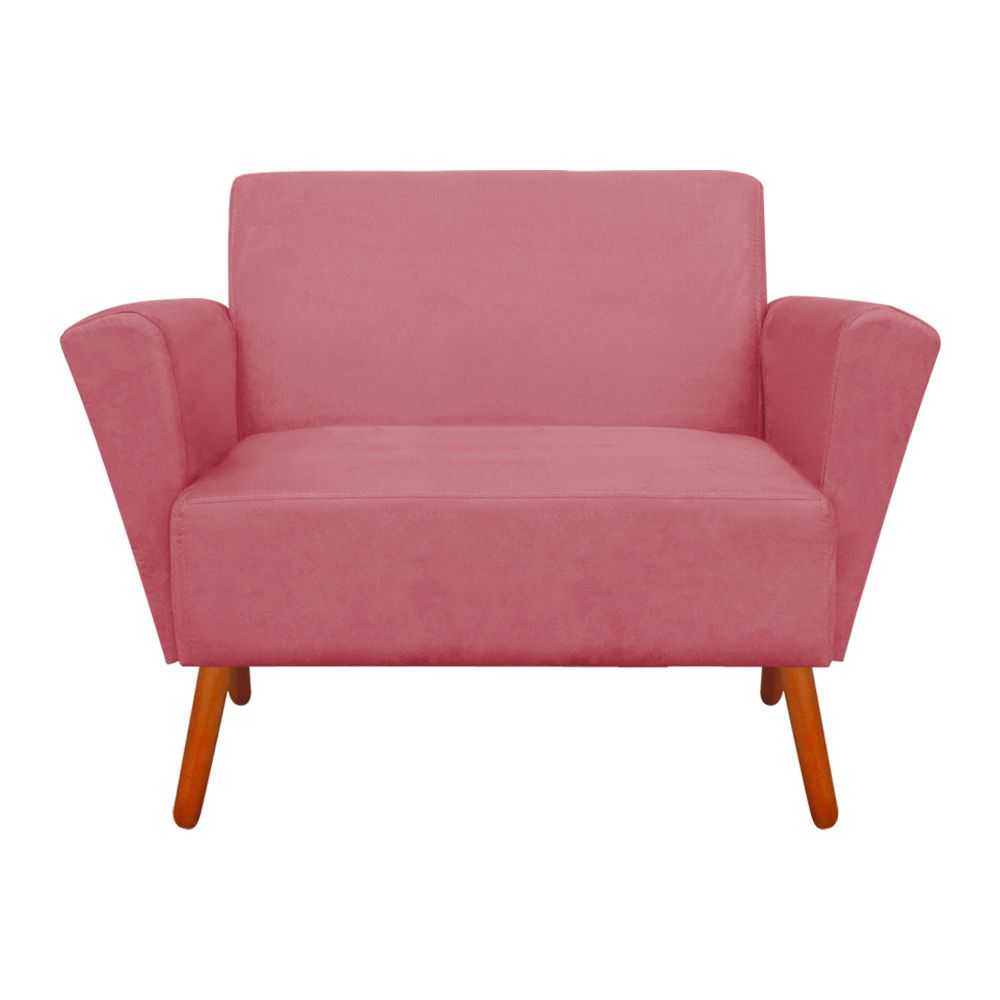 Sofá Retrô Namoradeira 2 Lugares Dora Suede Rose Pés Palito Castanho D'Rossi
