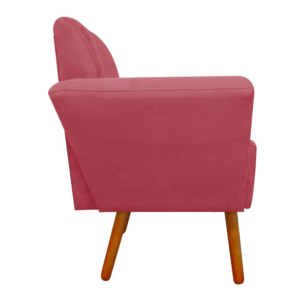 Sofá Retrô Namoradeira 2 Lugares Dora Suede Rose Pés Palito Castanho D'Rossi