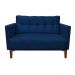 Sofá Retrô Namoradeira 2 Lugares Livia Suede Azul Marinho Pés Chanfrado - D'Rossi