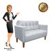 Sofá Retrô Namoradeira 2 Lugares Livia Suede Cinza - D'Rossi