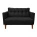 Sofá Retrô Namoradeira 2 Lugares Livia Suede Preto Pés Chanfrado - D'Rossi