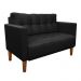 Sofá Retrô Namoradeira 2 Lugares Livia Suede Preto Pés Chanfrado - D'Rossi
