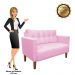 Sofá Retrô Namoradeira 2 Lugares Livia Suede Rosa Bebê Pés Chanfrado - D'Rossi
