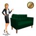 Sofá Retrô Namoradeira 2 Lugares Livia Suede Verde Pés Chanfrado - D'Rossi
