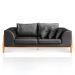 Sofa 02 Lugares Lucy 2,25m Facto Escama Preto Base Madeira - D'Rossi