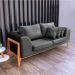 Sofa 02 Lugares Lucy 2,25m Facto Escama Preto Base Madeira - D'Rossi