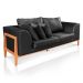 Sofa 02 Lugares Lucy 2,25m Facto Escama Preto Base Madeira - D'Rossi