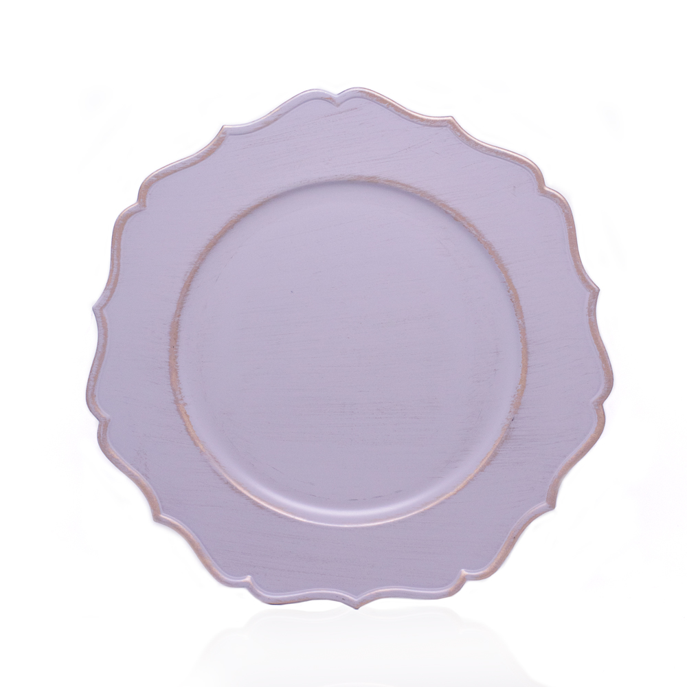 Sousplat Para Prato De Mesa Decorativo Cinza e Rosê Com Borda Irregular 33 cm - D'Rossi