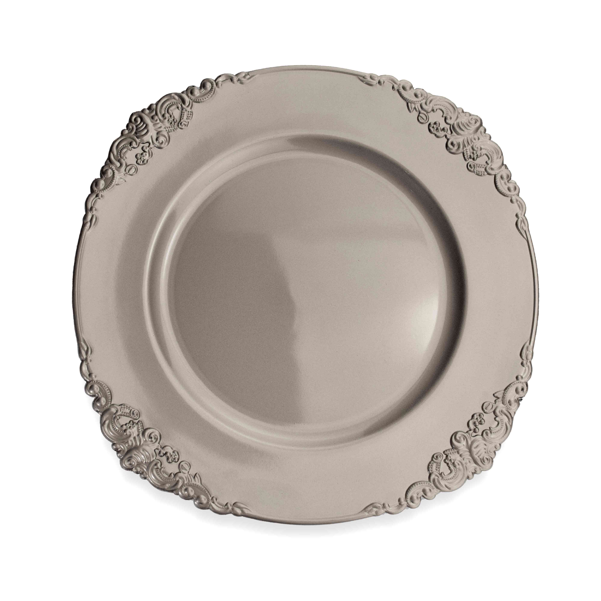 Sousplat Redondo Decorativo Natalino Prata 35x35x35 cm D'Rossi