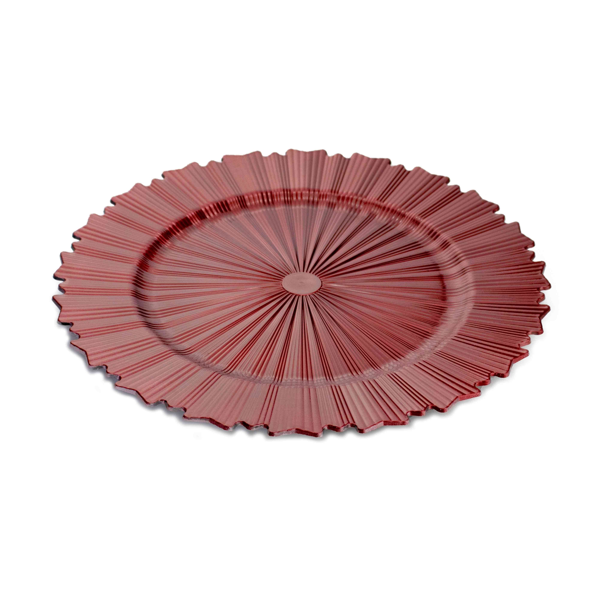 Sousplat de Plástico Vermelho com Relevo e Lateral em Recortes 33cm -  D'Rossi