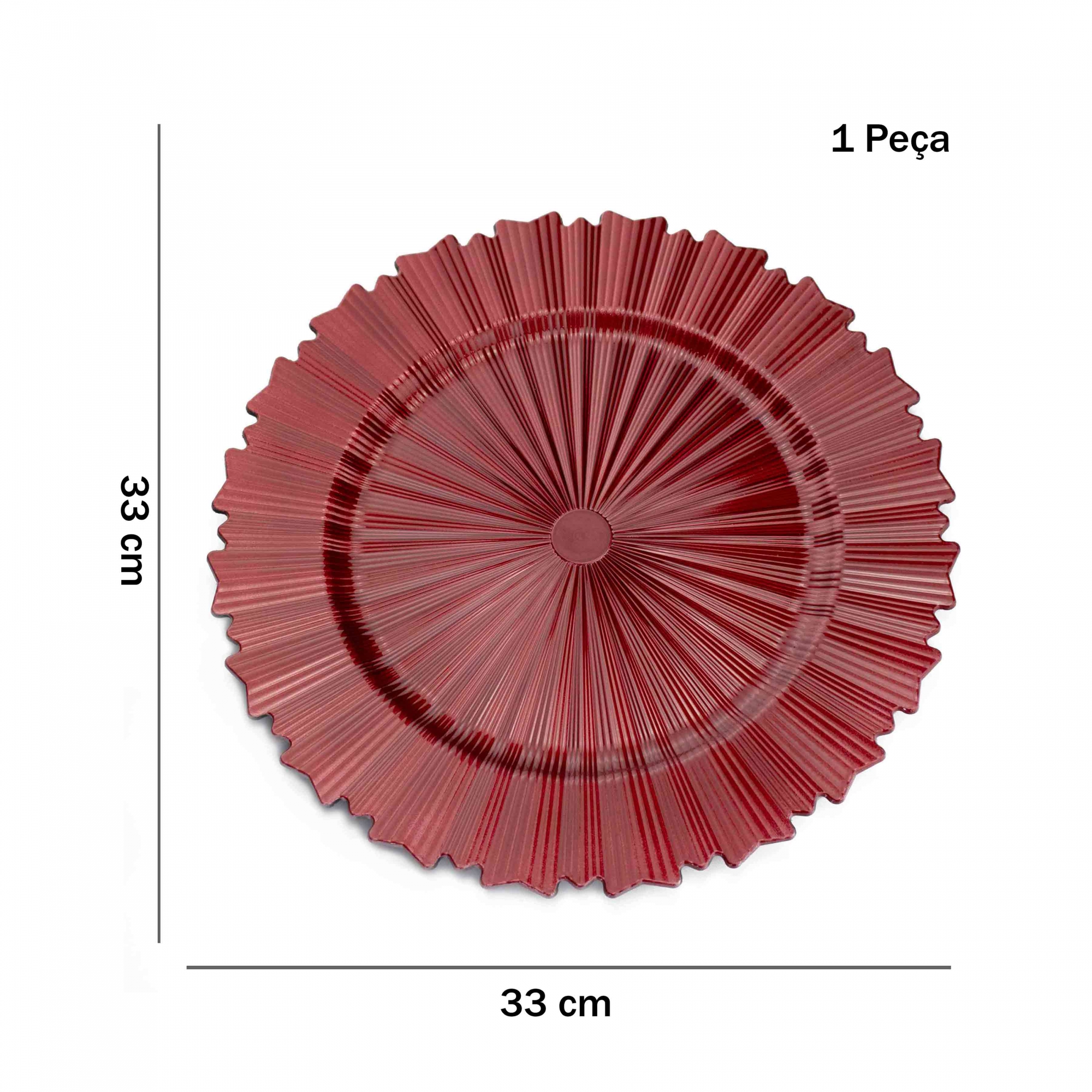 Sousplat de Plástico Vermelho com Relevo e Lateral em Recortes 33cm -  D'Rossi