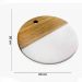 Tábua Decorativa Mármore Branco e Madeira 20 cm - D'Rossi