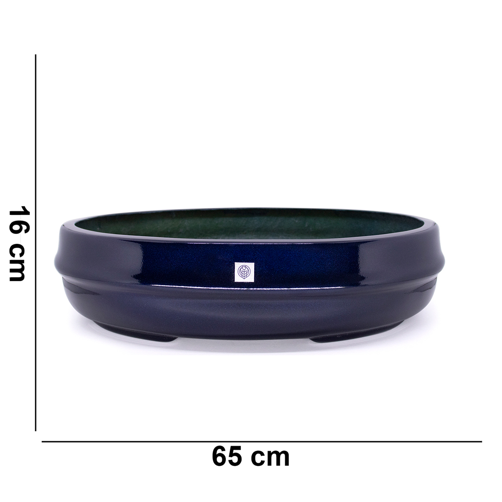 Vaso Bacia Decorativo Osaka Azul Perolizado 16x65x52 cm - D'Rossi
