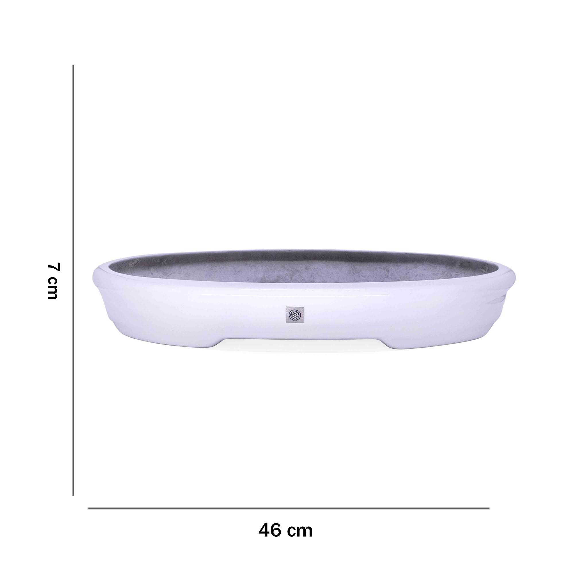 Vaso Bacia Decorativo Osaka Branco P 7x46x35 cm - D'Rossi