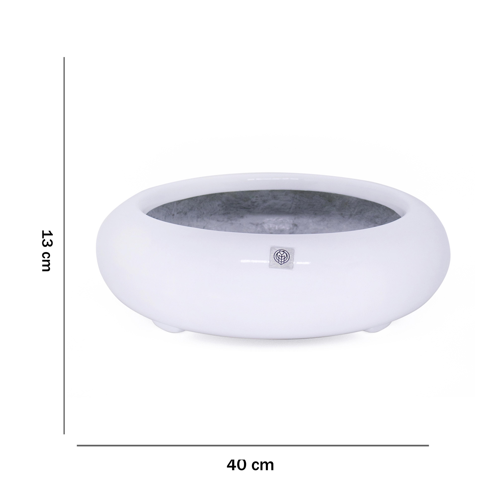 Vaso Bacia Decorativo Redondo Branco M 13x40 cm - D'Rossi